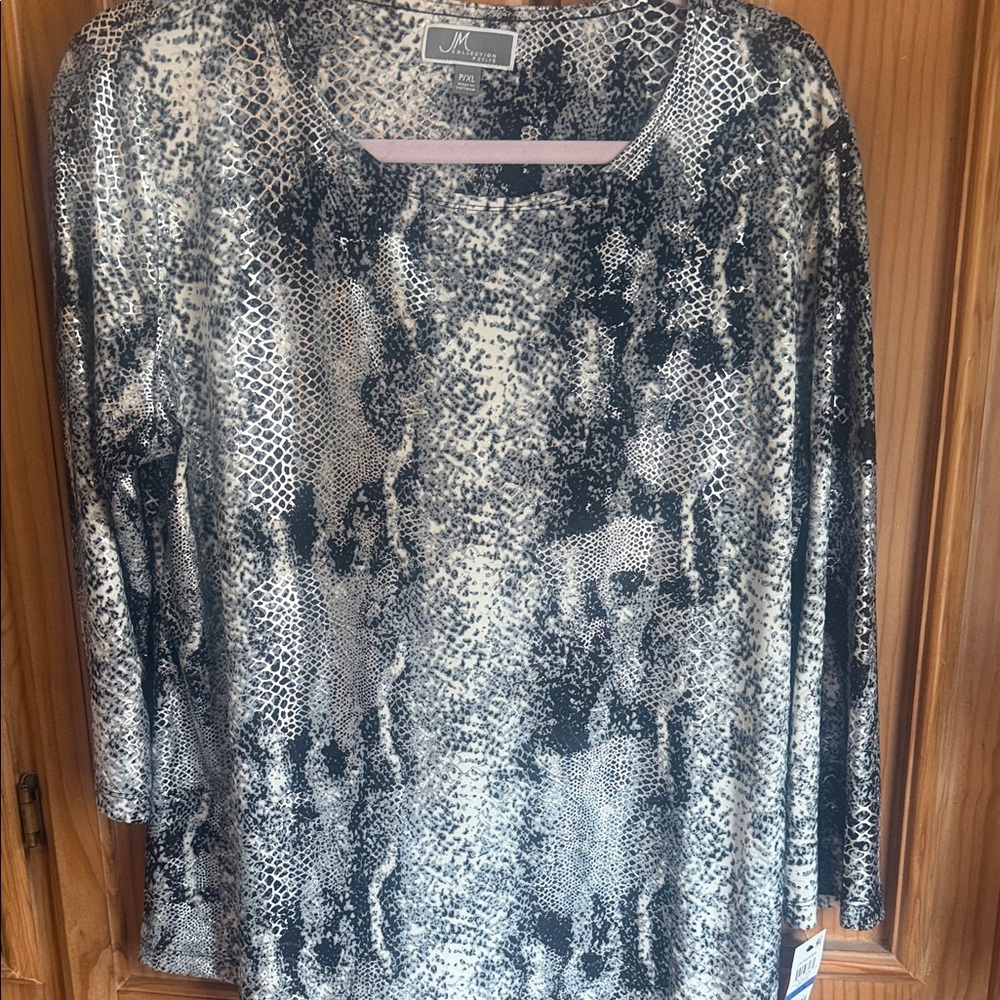 JM Collection Monochrome Patterned Blouse